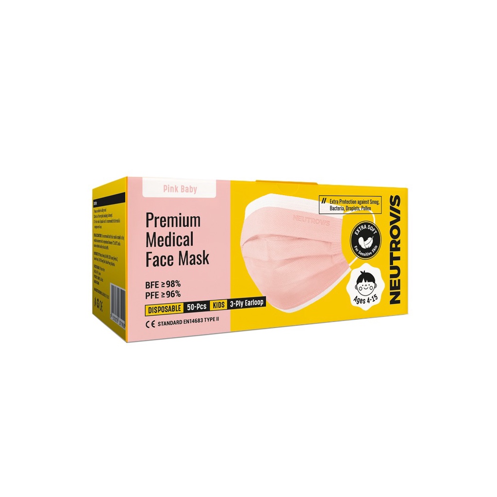 NEUTROVIS KIDS PREMIUM MEDICAL FACE MASK BABY PINK 50'S Shopee Malaysia