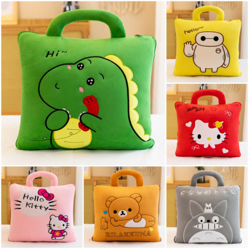 Cute Cartoon Rectangle Pillow Blanket | 可爱卡通四方棉被抱枕 | Shopee Malaysia