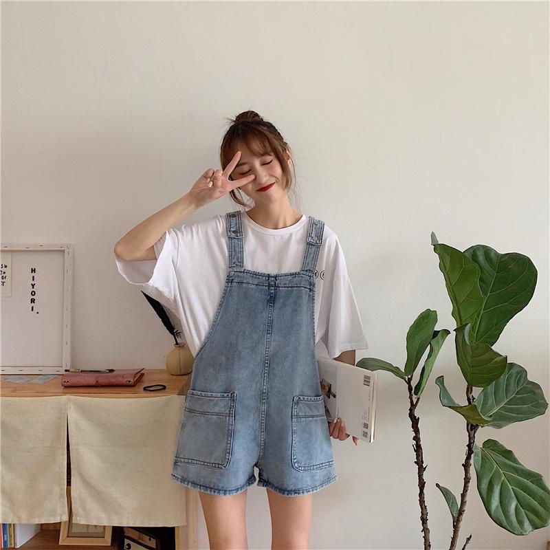 Denim Strap Shorts Women'S 2020 Spring And Summer New Korean Loose