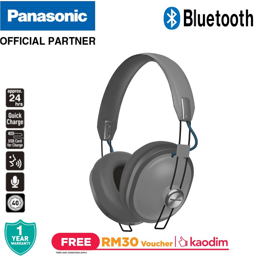 Panasonic RP HTX80B H Street Fashion Bluetooth Wireless Headphone Grey FREE KAODIM VOUCHER Shopee Malaysia