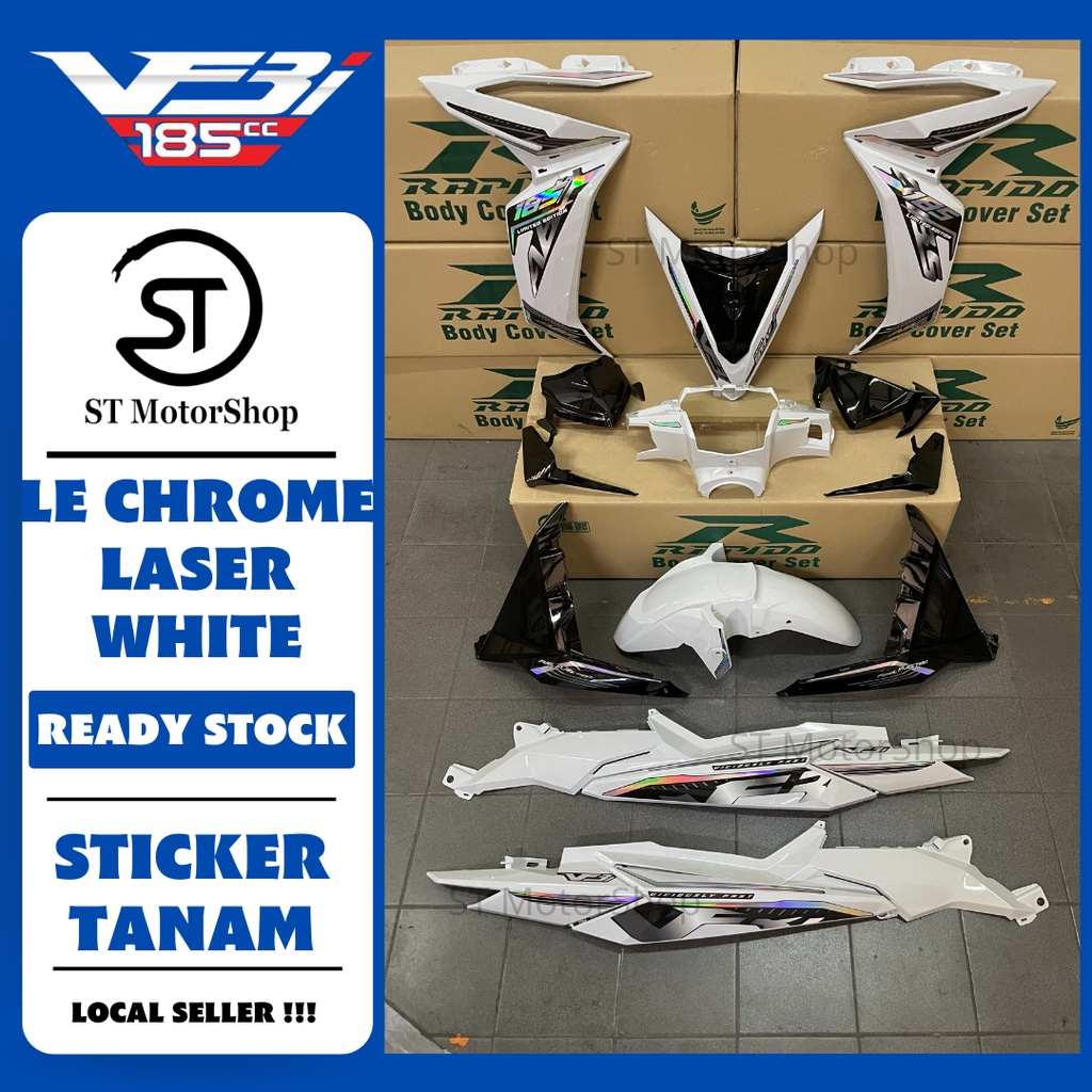 SYM VF3 V1 V2 V3 VF3I-185 LE CHROME LASER WHITE COVER SET (STICKER ...