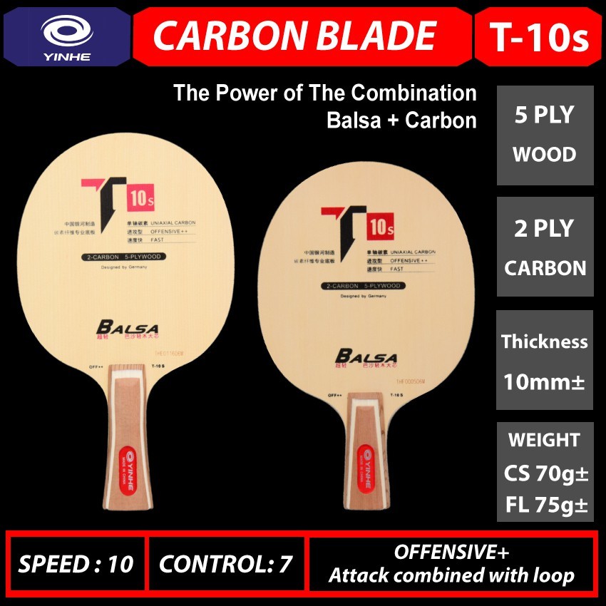 Yinhe Blade T10S T10s Table Tennis Blade Balsa Wood Carbon Loop