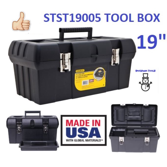 19 in. Plastic Portable Tool Box with Removable Tool Tray