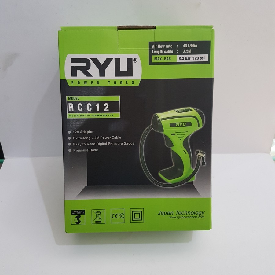 Ryu Tekiro - Mini Air Compressor 12v Dc Tire Pump 12v - Rcc12 | Shopee ...