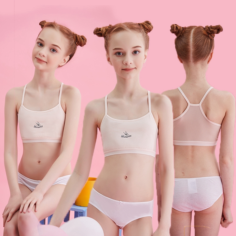 Sport Bra Undies Children Vest Printing Underwear Underclothes Girls Girls  Kids Newborn Clothes for (Beige, One Size)