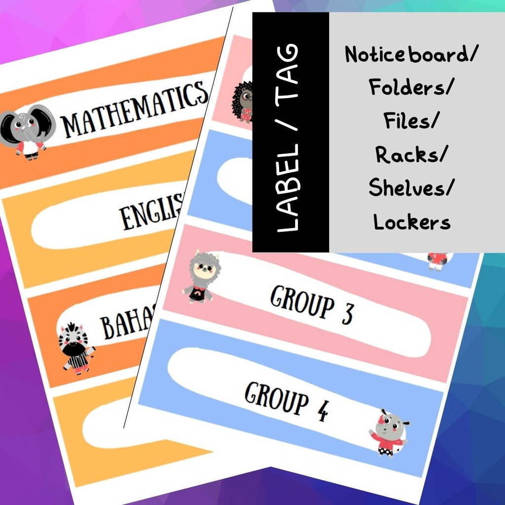 PRINTABLE and CUSTOMIZABLE tags/labels for classroom/folder/notice board/ files Shopee Malaysia