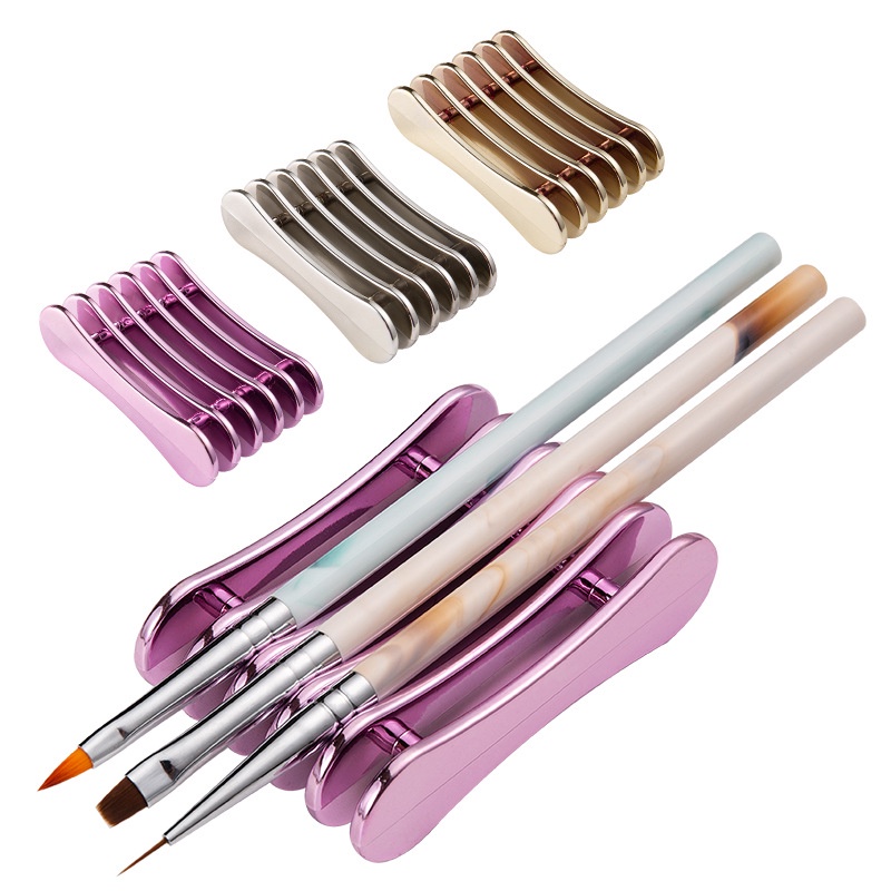 5 Grids Nail Art Brush Holder Pen Rest Display Stand Plastic Manicure