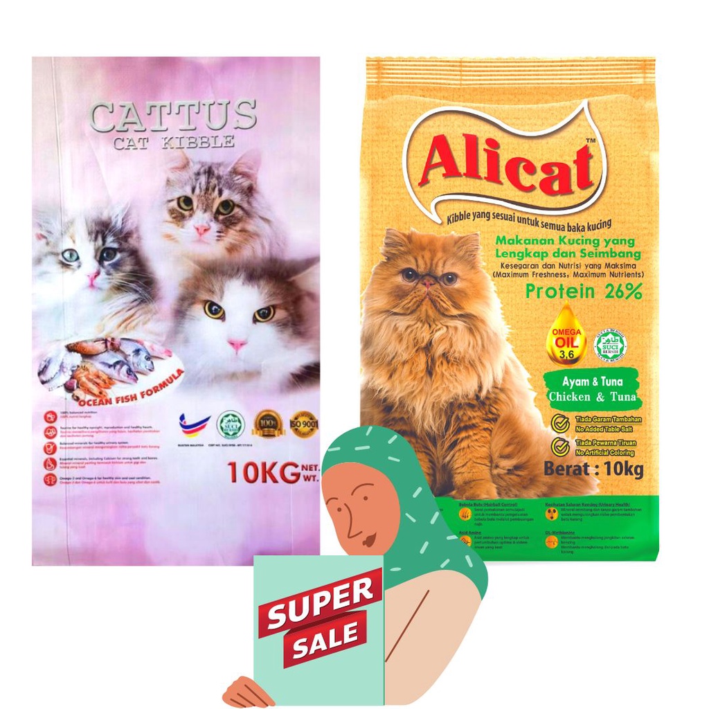 (Twin Pack) 10kg Makanan Kucing PetLand + Cattus + AliCat | Shopee Malaysia
