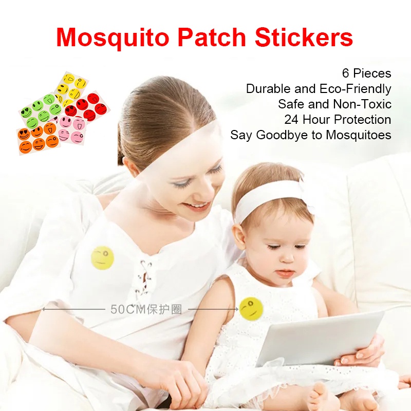 Mosquito Patch Stickers for Kids (6 Pack) DEET Free Natural Plant