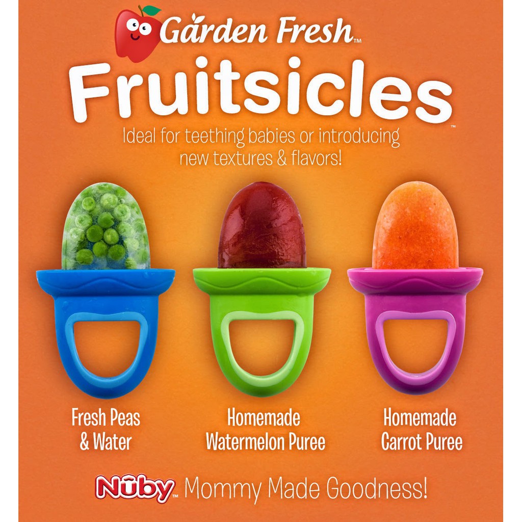 Nuby Garden Fresh Fruitsicle Frozen Pop Tray 6m+ (Popsicle Molds w Tray