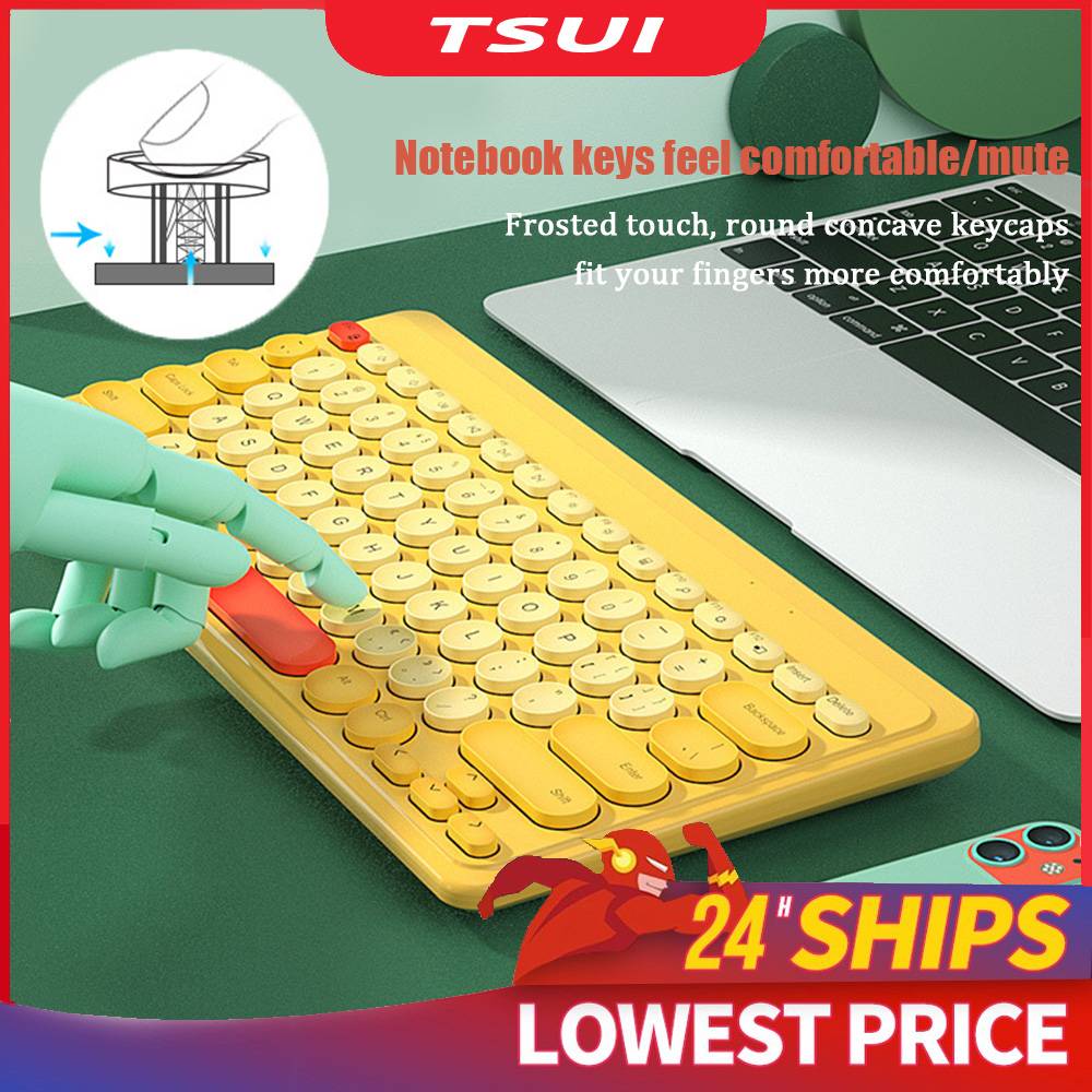 Wireless Silent Mini Keyboard Round Button Keypad Wireless Keyboard ...