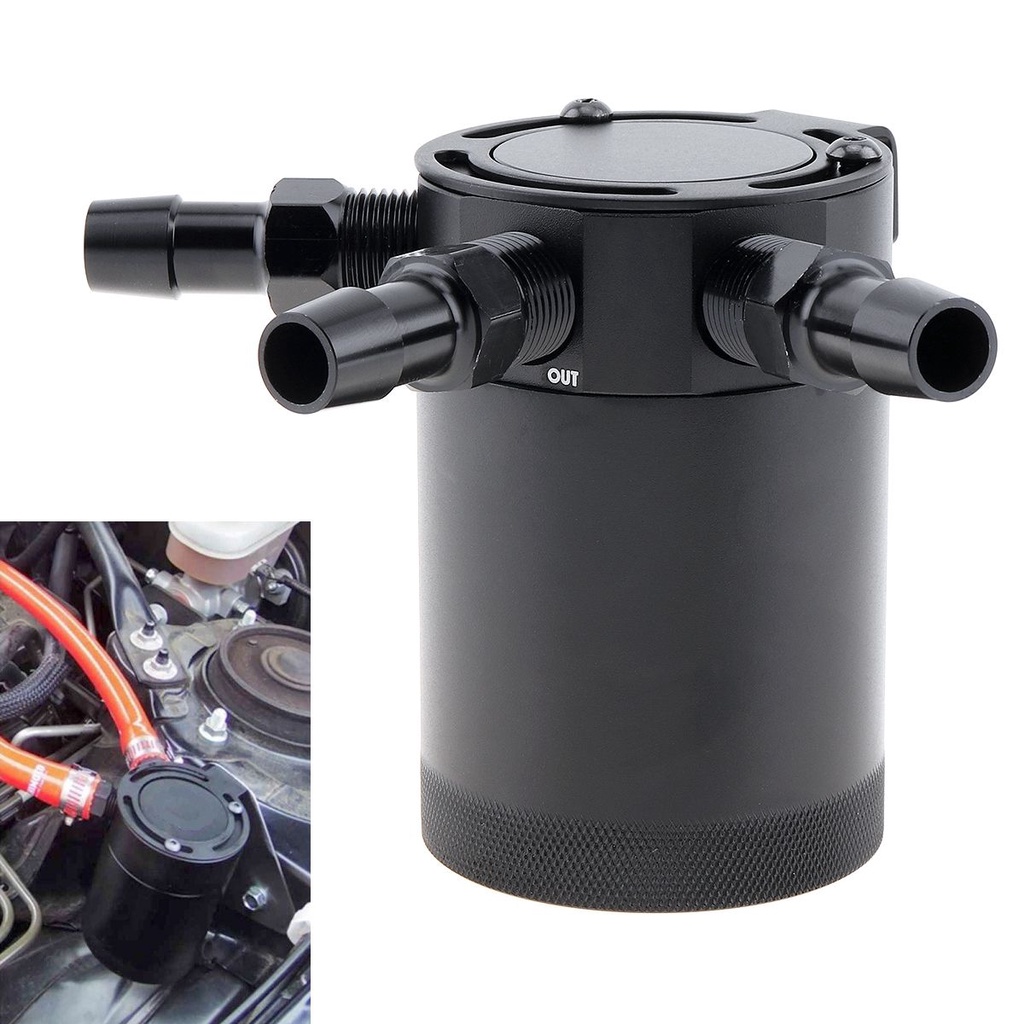 3 Port Oil Catch Can with Valve Aluminium Alloy Oil Reservoir Separator for Car Engine 10mm 15mm Interface Oil Drain System