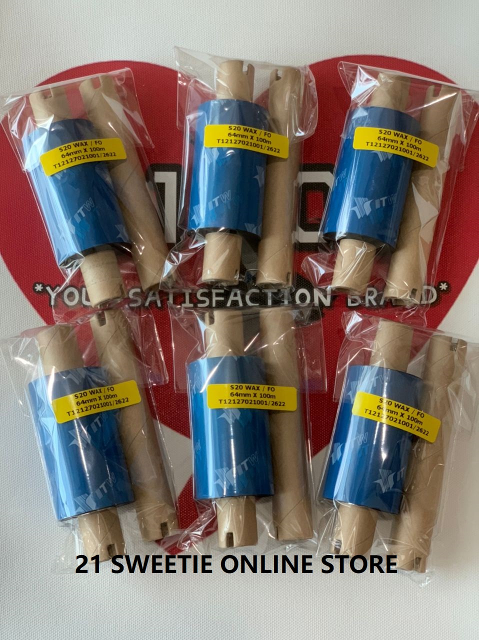 [1 roll] Premium 64mm x 100m Thermal Transfer Wax Ribbon 64x100 ITW TTR ...
