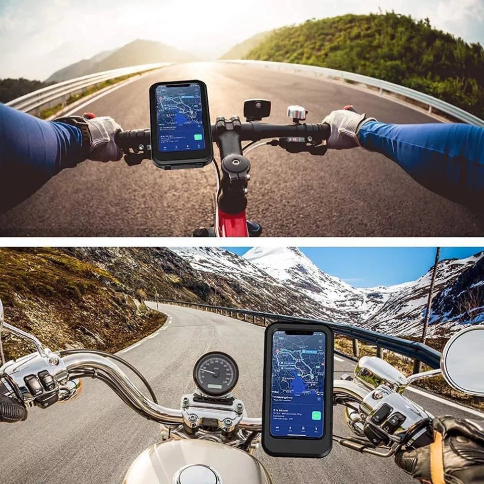 Motorcycle Bicycle Waterproof phone holder side mirror adjustable stand ...