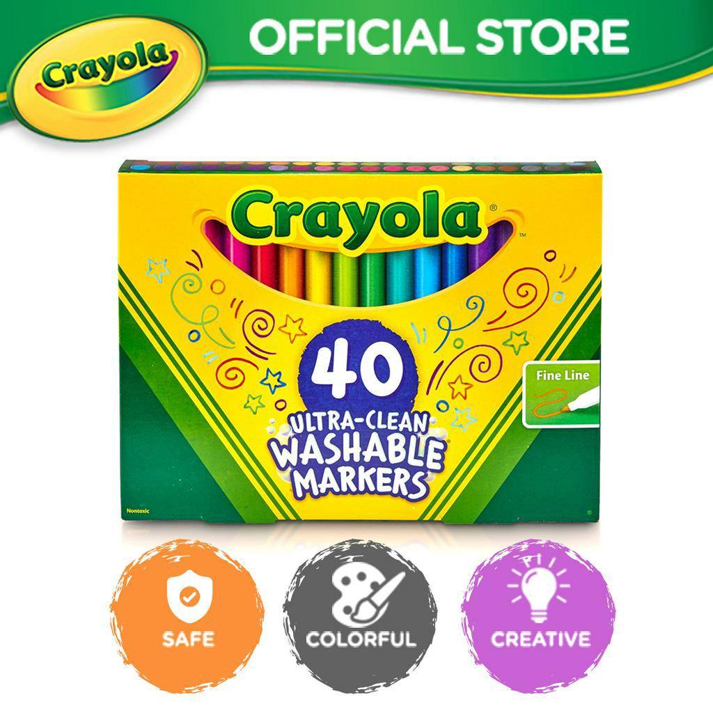 Crayola Ultra Clean Fine Line Markers, 40 Count, Wash from Skin, Most