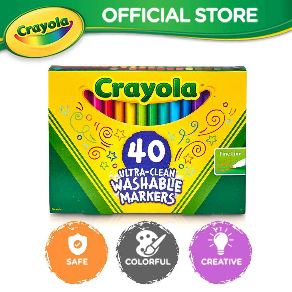 Crayola Ultra Clean Fine Line Markers, 40 Count, Wash from Skin, Most ...