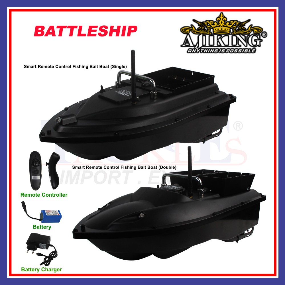Ajiking Battleship Smart Remote Control Fishing Bait Boat Single / Double  Kapal Pancing