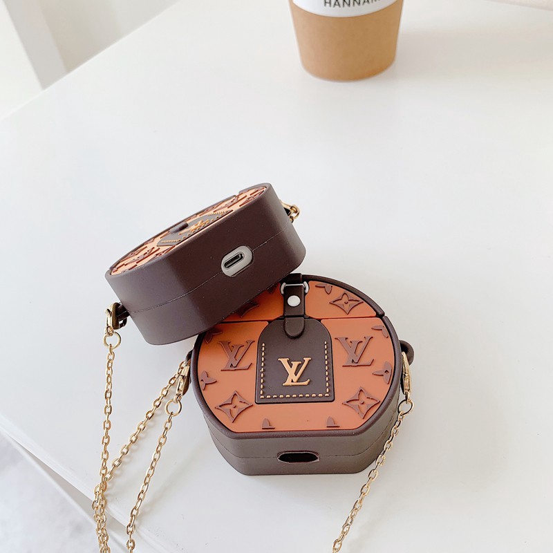 Luxury LV AirPods Case LouisVuitton AirPods Pro 3 Cover LVbag Soft Shell  With Pendant Apple Bluetooth Headset Shockproof Protective Casing Diagonal  span chain shell