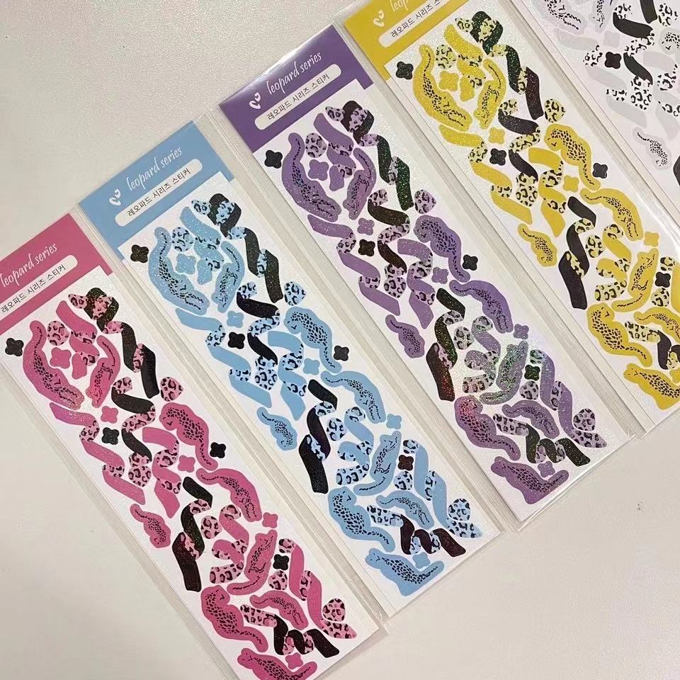 Lolo Korean Leopard Laser Ribbon Confetti Kpop Stickers Star Scrapbook ...