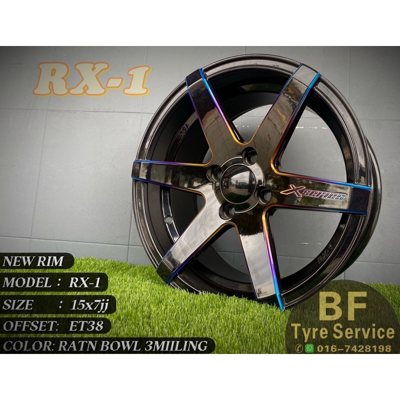 NEW RIM RX-1 15x7jj 4x100 Et38 🇹🇭🇹🇭🔥🔥johorbaru for:Alza Myvi FLX blm ...