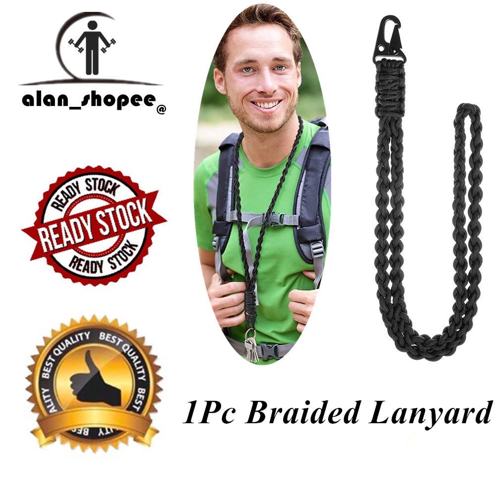 1Pc Heavy Duty Paracord Lanyard Hook Whistles Wrist Strap Paracord
