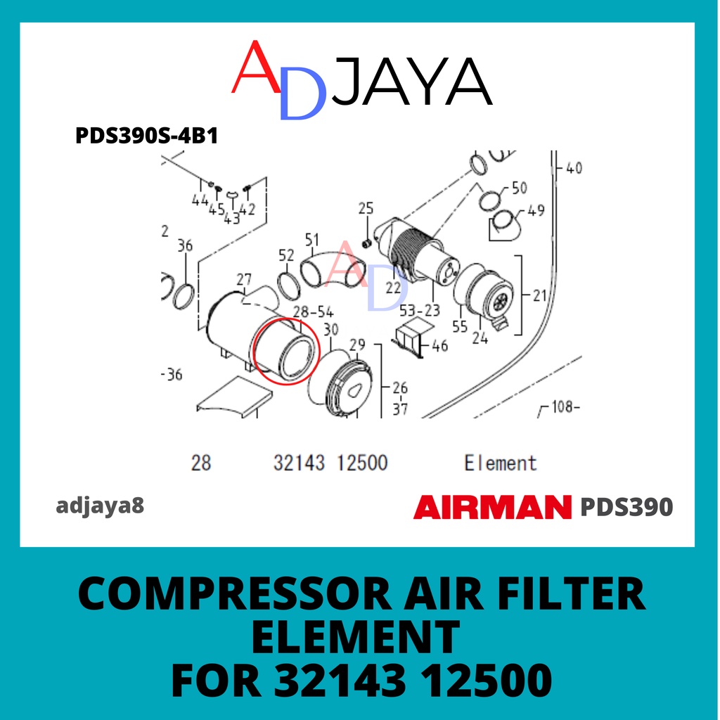 Airman PDS390 COMPRESSOR AIR FILTER Air Compressor For 32143 12500 ...