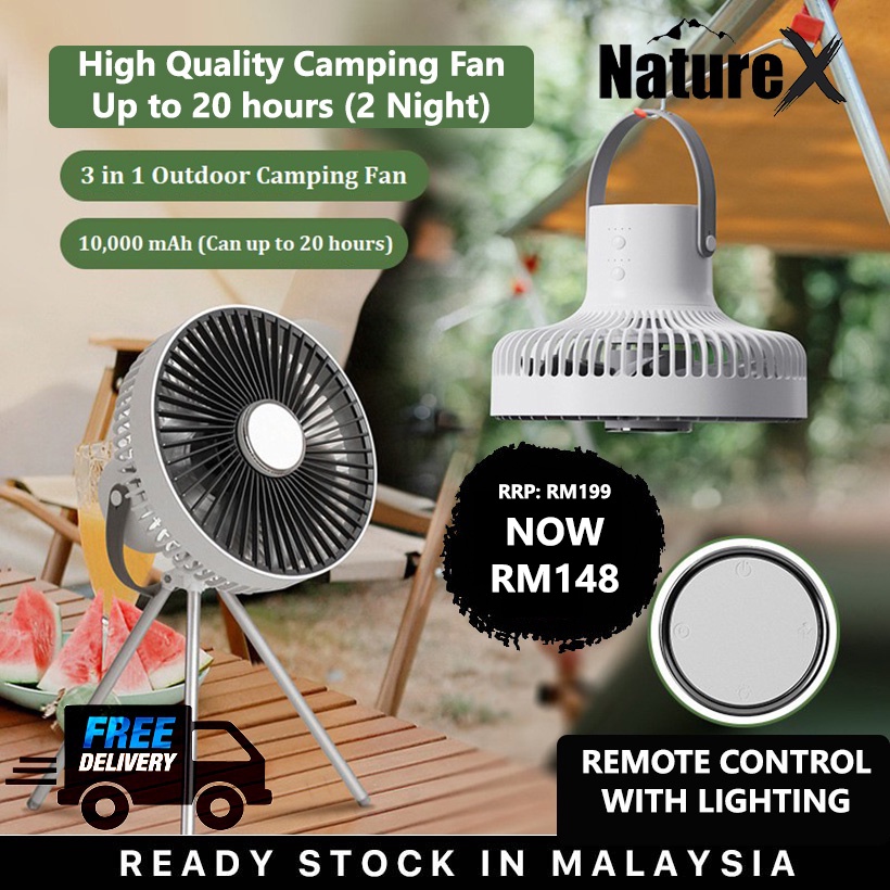 2022 Model NatureX 10000mAh Outdoor Camping Fan Lighting Power Bank 3