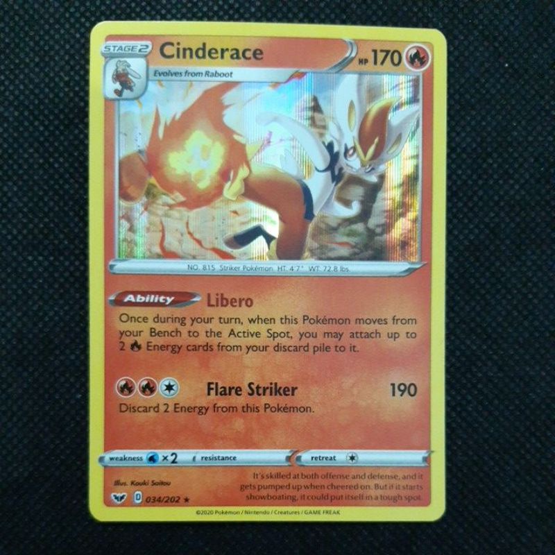 Pokemon Card TCG : Starter: Cinderace 034/202 (HOLO RARE) 100% Original ...