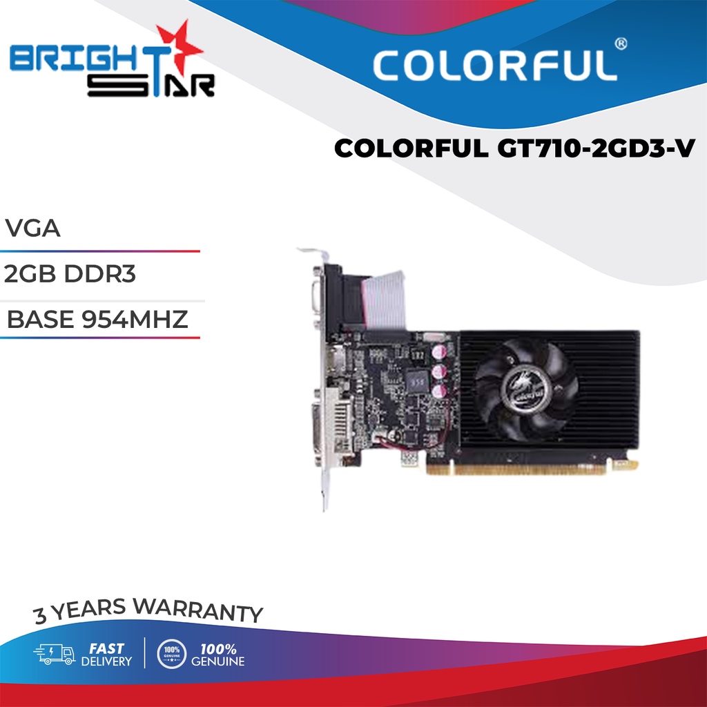 COLORFUL GT710-2GD3-V / 2GB DDR3 / BASE 954MHZ CORE CLOCK / GRAPHIC ...