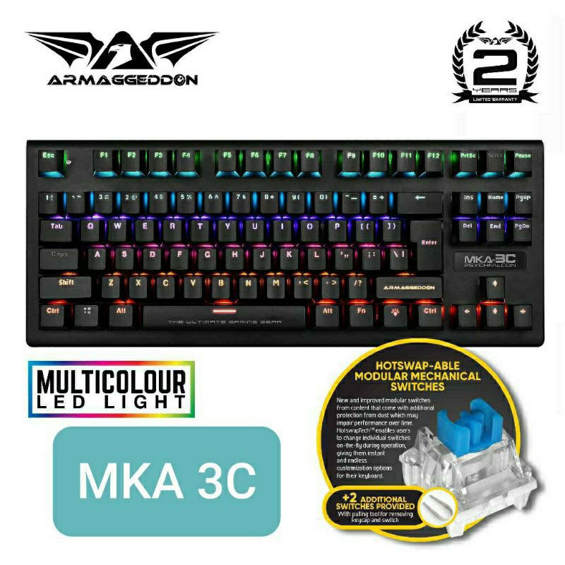 Armaggeddon MKA-2C / MKA-3C / MKA-9C Mechanical Gaming Keyboard ( blue ...
