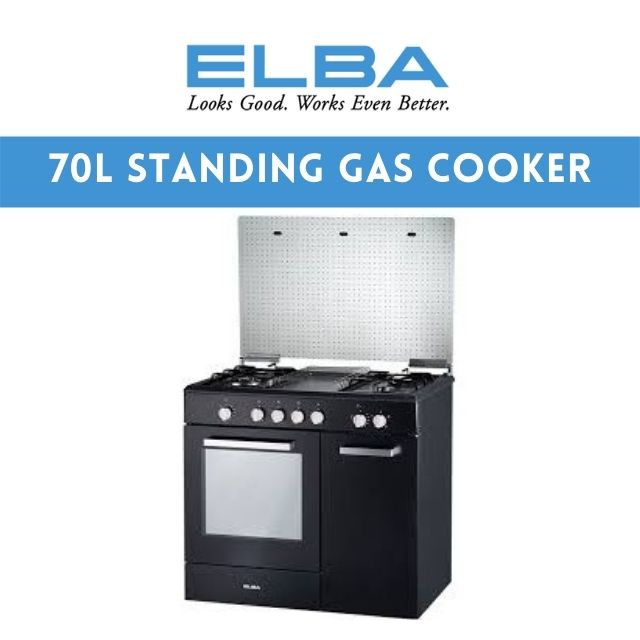 Elba 70L Standing Gas Cooker 4 Burner (Gas Oven) [EGCC9704G(BK