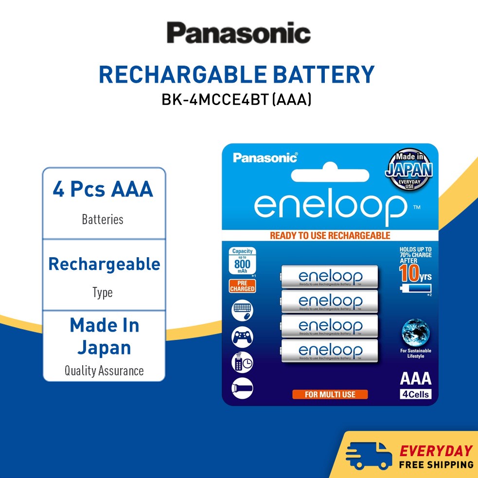 Panasonic Eneloop AAA Size Fully Charged Ready To Use Long Lifespan ...