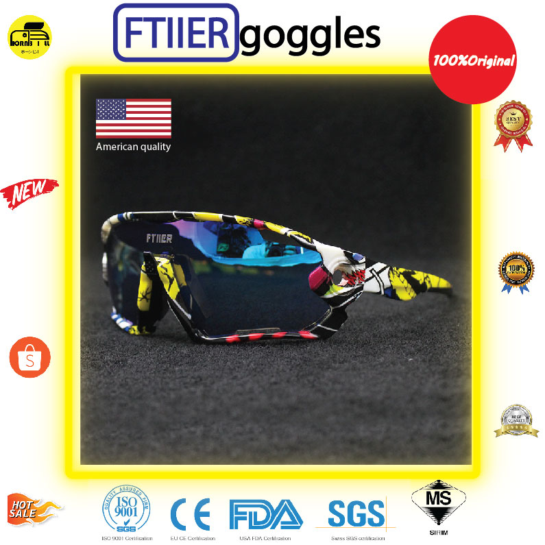 FTIIER bicycle glasses goggles sports riding fishing sunglasses 100 original Cermin mata hitam Shopee Malaysia