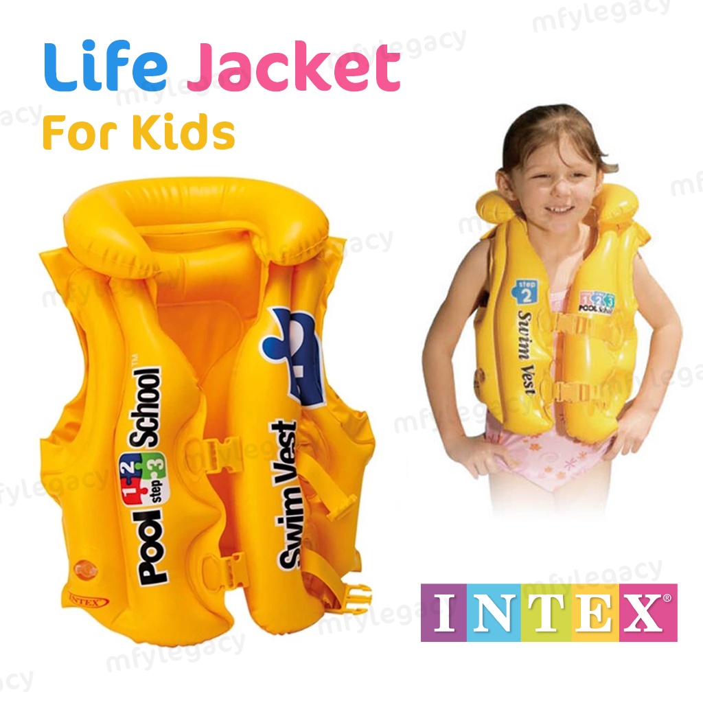 🎀READY STOCK🎀 Intex Pool School Deluxe Swim Vest Life Jacket Swimming ...