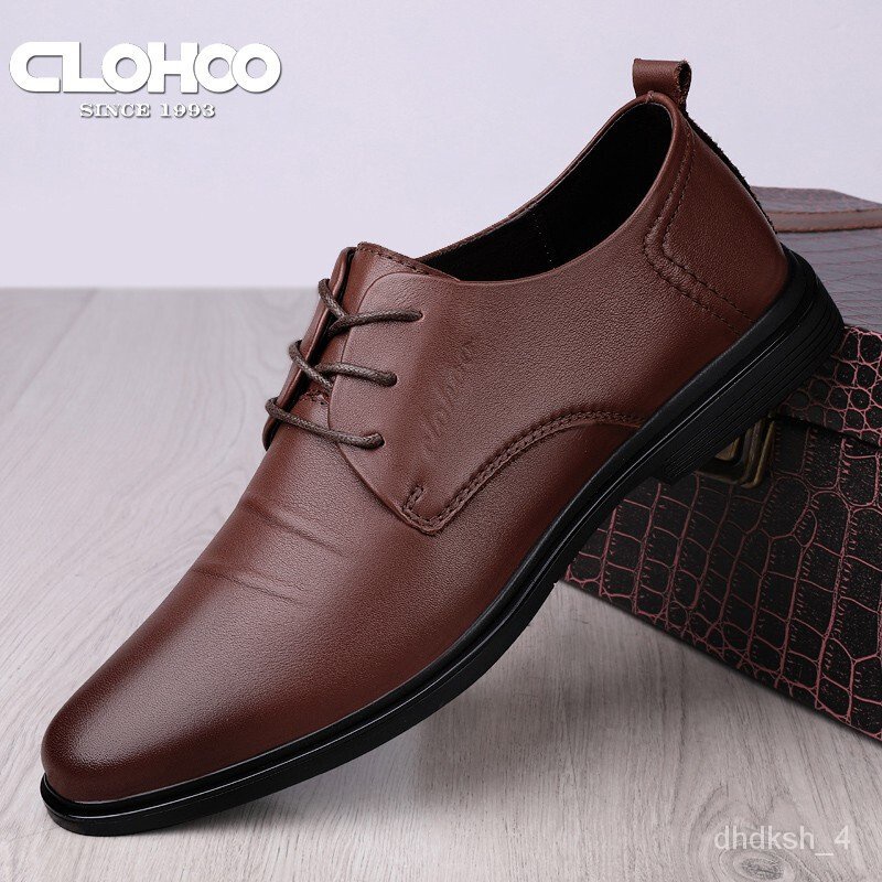 safety shoes men CLOHOO Leather Shoes Men's Spring New Genuine Leather ...
