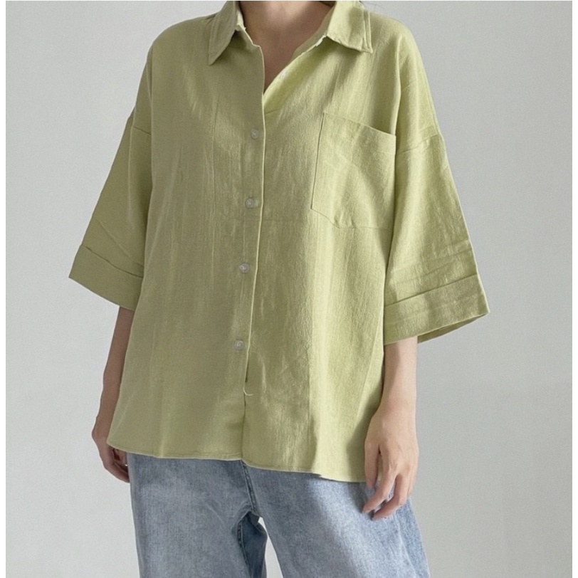 KEMEJA Sivali Single Pocket Linen Shirt - Oversized Linen Shirt