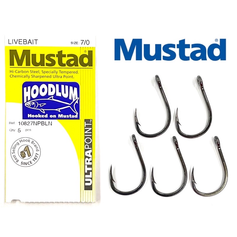 Mustad Hoodlum Live Bait Hooks 7/0 Qty 5