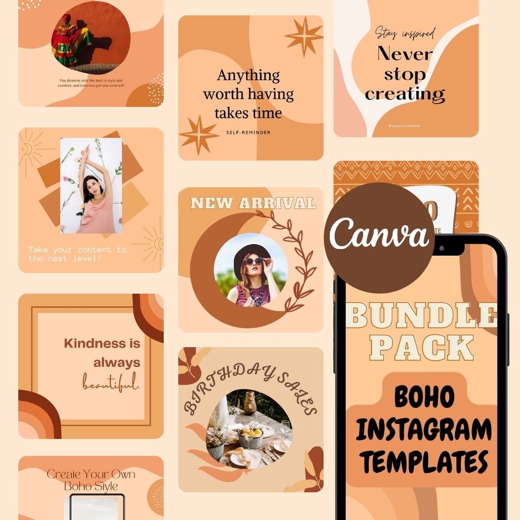 100 Boho Instagram Templates (CANVA) Digital Template | Shopee Malaysia