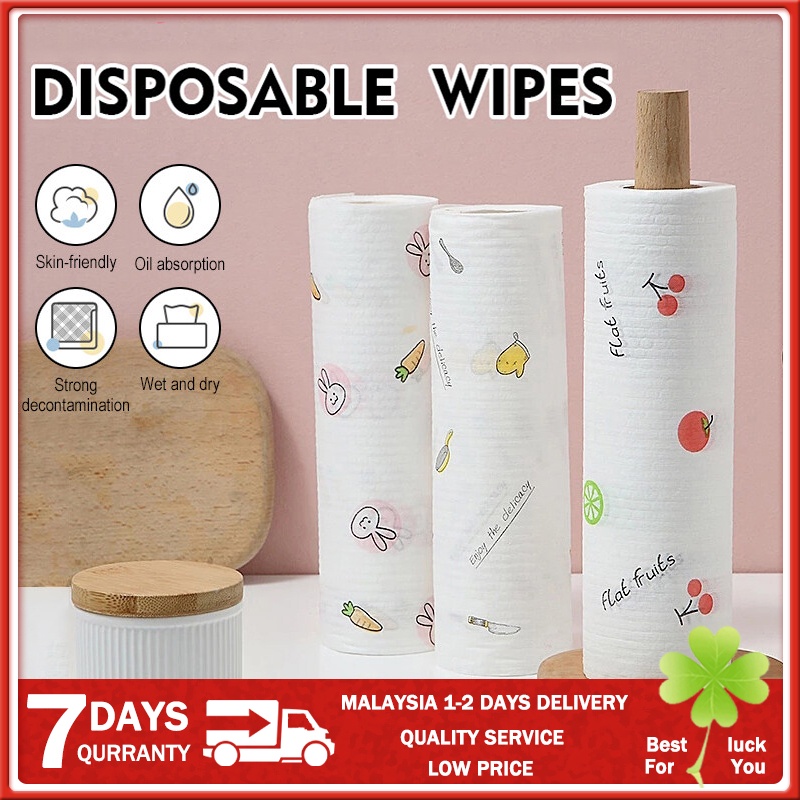 50pcs/Roll Cleaning Cloths Lazy Rags Dry Washable Disposable Dish Paper ...
