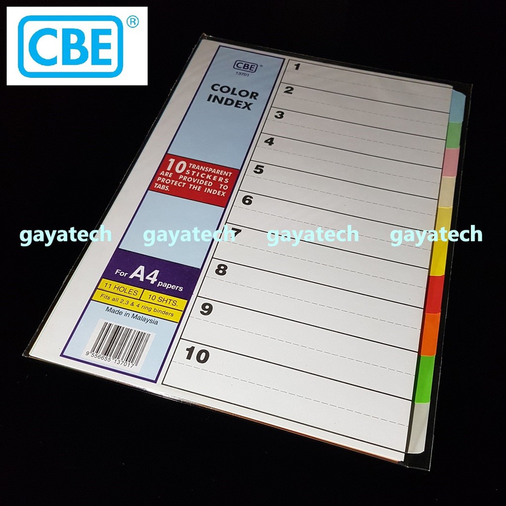 CBE 13701 Paper Color Index / Divider - A4 Size [READY STOCK] | Shopee ...