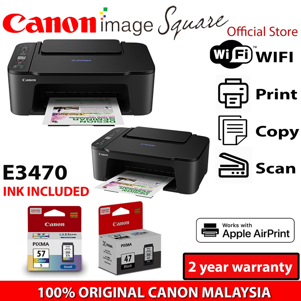 Original Canon Pixma E3370 E3470 Black Compact Wireless All In One With Lcd For Low Cost 1705