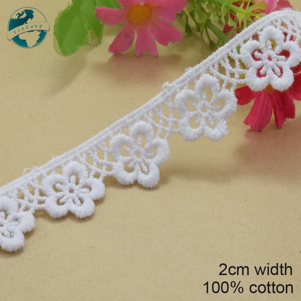 Cotton Lace Ribbon 2cm Wide, White Color