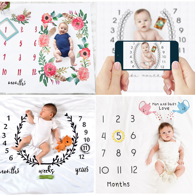 Newborn Baby Monthly Growth Milestone Blanket Photography Props ...