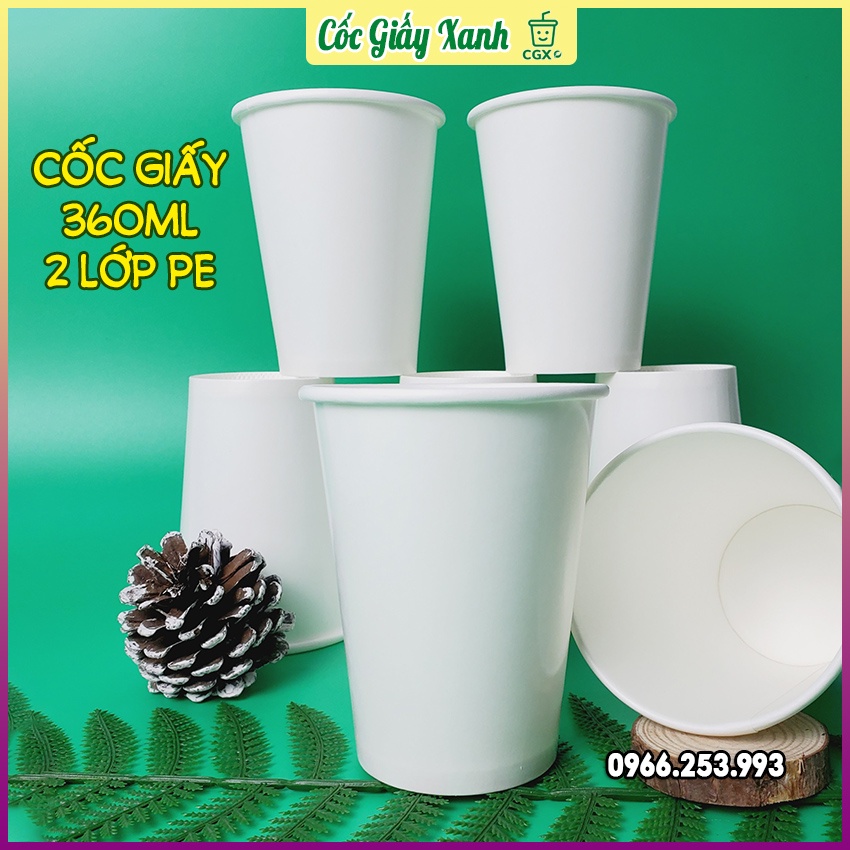 50 GREEN PAPER CUP 360ml Disposable Drinking Water, Thick, Sturdy 2 ...