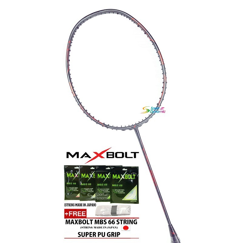 MAXBOLT NEW TENO 12 (RED) BADMINTON RACKET-FOC MAXBOLT STRING & PU GRIP ...