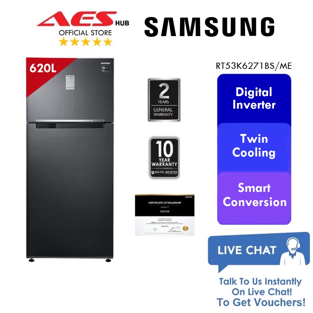 SAMSUNG 620L Gross Refrigerator Inverter 2 Door Fridge Peti Sejuk Peti ...