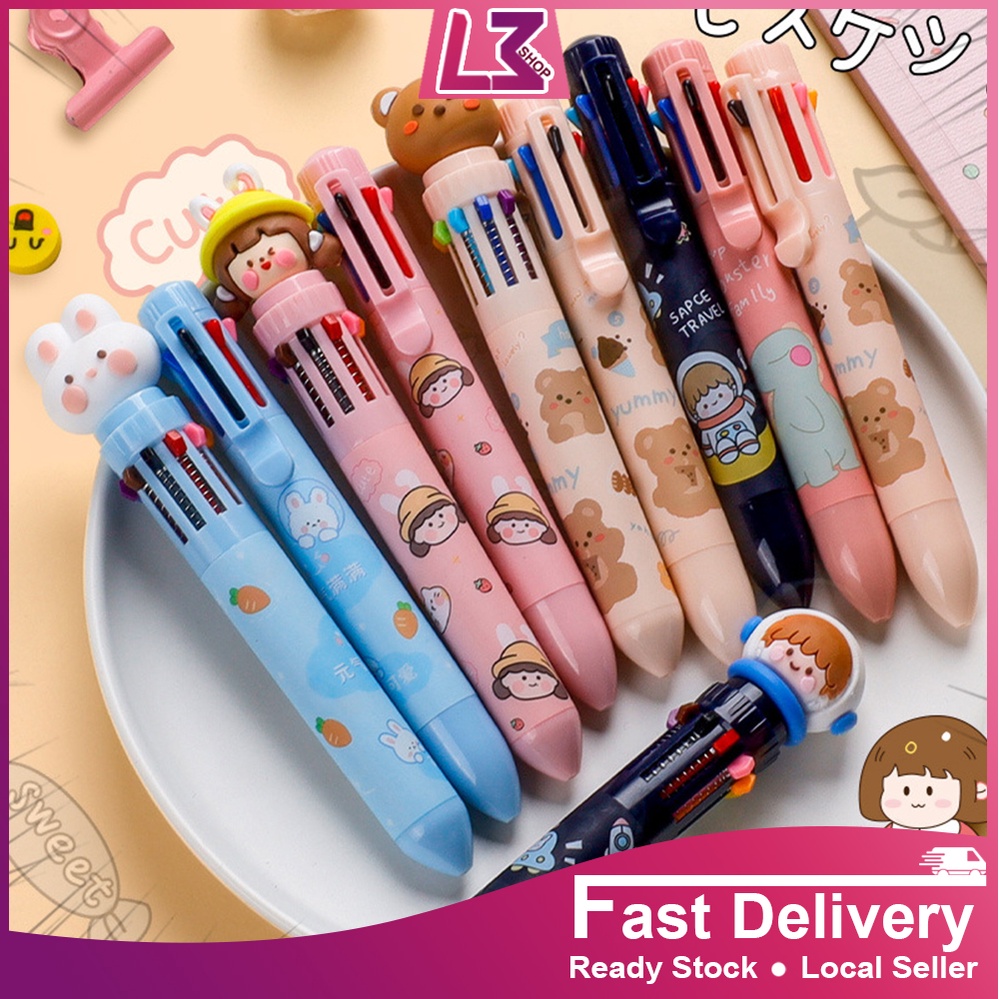 10 Multi Colors Cute Pens for Girls, Colorful Gel Ink Pens, 10 Pcs Kawaii  Roller Ball Fine Point Pen Set for Kids Girls Children Students Teens