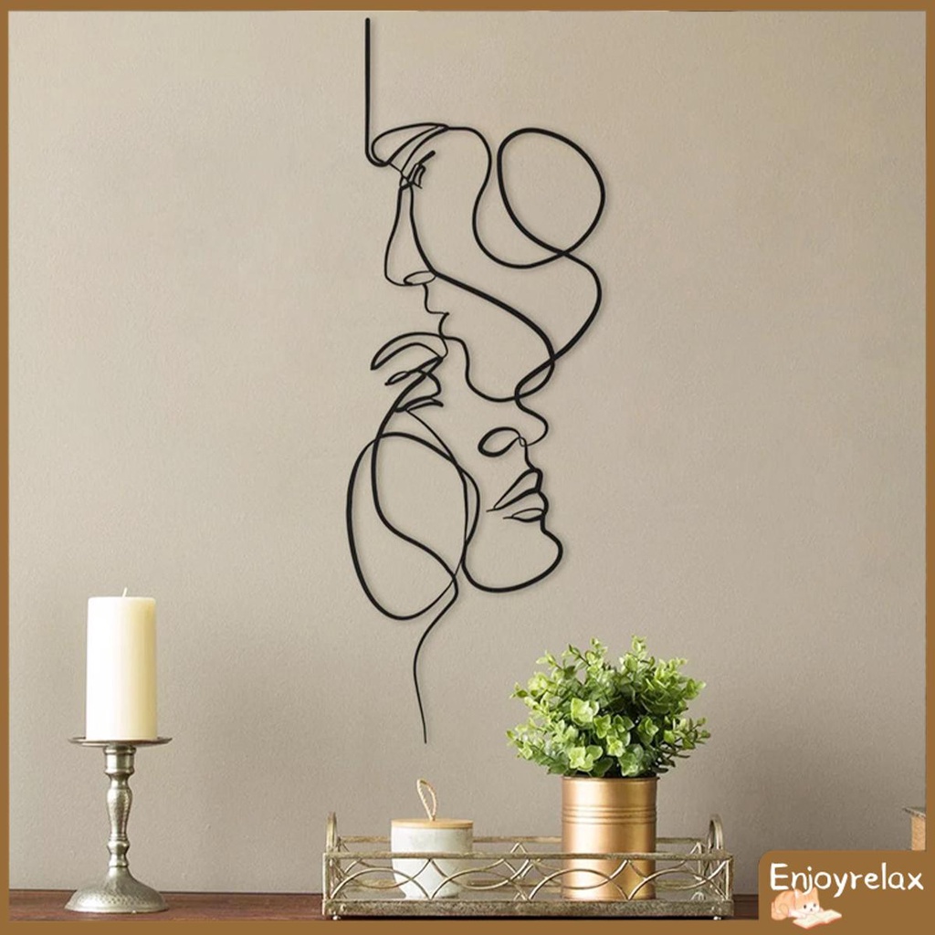 Metal Wall Art Minimalist Facial Line Wall Decor Abstract Iron Wall