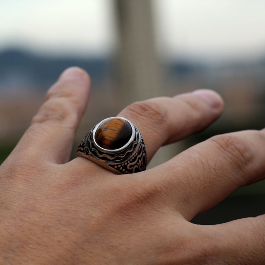 Tiger eye stone sales ring finger