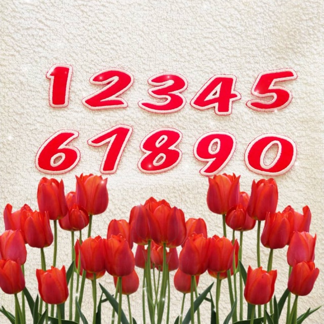 Numbering 0 - 9 Red colour iron on patches ready stock made in malaysia ...
